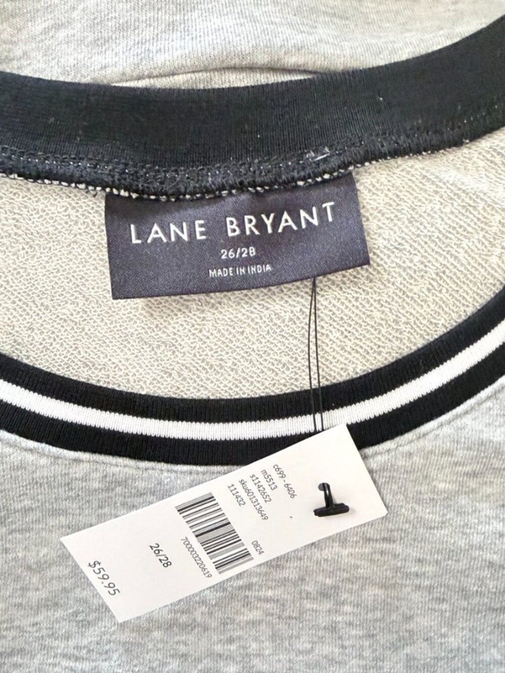 Lane Bryant 26/28 Touch Down Grey Varsity Sweatshirt NWT - Picture 3 of 3